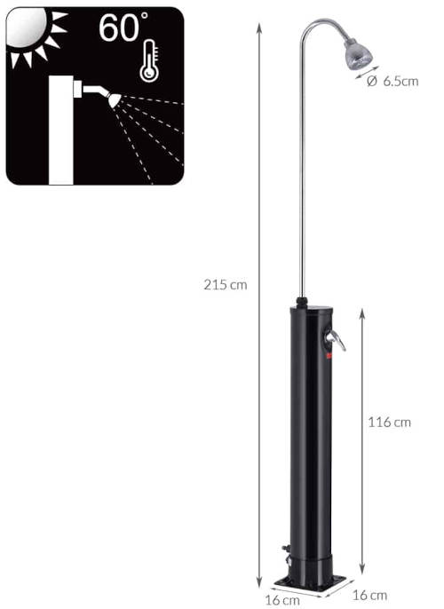 Bazénová spolární sprcha výška 215 cm